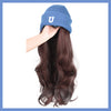 17inch Long Wavy Wig Blue Soft Knit Cap - Effortless Glamor