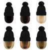 beanie Hat with Hair Extensions Cap Attached 9.5'' Straight Short Bob Hairpiece Wig - Effortless Glamor