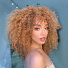 Short Afro Kinky Curly Blond Wig with Bangs