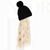 WigyyIns Hot Hat Hair Extension Long Wavy Curly Black Hat Wig - Effortless Glamor