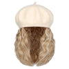 Wigyy Black Berets Cap with 8 Inch Wavy Curly Hat Wig - Effortless Glamor