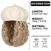 Wigyy Black Berets Cap with 8 Inch Wavy Curly Hat Wig - Effortless Glamor