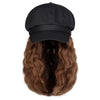 Newsboy Cap with 10 Inch Wavy Curly Hair Extensions for Women - Effortless Glamor