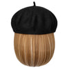 Wigyy Bob Hat Wig 9.5 Inch Straight Short Synthetic Bobo wigs Hat with hair Natural balck French Wool Artist Attached - Effortless Glamor