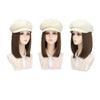 Synthetic 19.5-Inch White Newsboy Cap Wig Suitable For Daily Use - Effortless Glamor