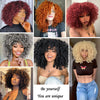 Short Afro Curly Wig with Bangs Ginger Orange Synthetic Wigs - Effortless Glamor