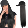 Wigyy Black Baseball Cap withStraight Hair Wig - Effortless Glamor