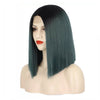 Ins Hot Ombre GreenBob Mini Lace Wigs - Effortless Glamor