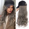 Wigyy Black Baseball Cap with Wavy Hair Wig - Effortless Glamor