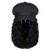 Newsboy Cap with 10 Inch Wavy Curly Hair Extensions for Women - Effortless Glamor