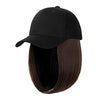 Ins Hot Black Baseball Cap with 14'' Hair Extensions Adjustable Wig - Effortless Glamor