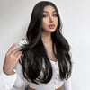 Ins Hot Long Layered Wig Black Middle Part Wavy Wigs - Effortless Glamor