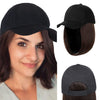 Ins Hot Black Baseball Cap with 14'' Hair Extensions Adjustable Wig - Effortless Glamor