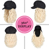 Newsboy Cap with 10 Inch Wavy Curly Hair Extensions for Women - Effortless Glamor