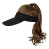 Ponytail Medium Length Curly Hair Open Top Black Hat Wig - Effortless Glamor