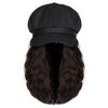 Newsboy Cap with 10 Inch Wavy Curly Hair Extensions for Women - Effortless Glamor