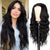 Ins Hot Women's Long Wavy Middle Part Heat ResistantMini Lace Wig