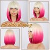 Ins Hot Women Omber Blond Pink Short Straight Bob Wig - Effortless Glamor