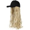 Ins Hot24" Long Curly Wavy Hairpiece Adjustable Baseball Cap Attached Natural Wig for Women Girls Bleach Blonde - Effortless Glamor