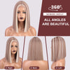 Ins Hot Mixed Dark Brown and Blonde Color Synthetic Wigs Short Straight Bob - Effortless Glamor