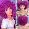 Short Afro Curly Wig with Bangs Ginger Orange Synthetic Wigs - Effortless Glamor