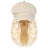 Newsboy Cap with 10 Inch Wavy Curly Hair Extensions for Women - Effortless Glamor