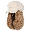 Newsboy Cap with 10 Inch Wavy Curly Hair Extensions for Women - Effortless Glamor