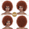 Afro Kinky Curly Wig Short Orange Fluffy Wigs with Bangs