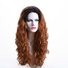 24 Inch Long Ombre Brown Curly Wavy Wig Natural Looking Fluffy Layered Wig - Effortless Glamor