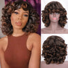 Short Afro Curly Wig with Bangs Ginger Orange Synthetic Wigs - Effortless Glamor