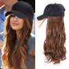 Wigyy Black Baseball Cap with Wavy Hair Wig - Effortless Glamor