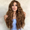 Ins Hot Brown Mixed Blonde Long Wavy Mini Lace Front Wigs - Effortless Glamor