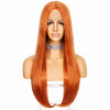 Long WaveOrange Lace Wig for Women Daily Makeup Heat Resistant Fiber Middle Deep T Part Synthetic Lace Front Wigs