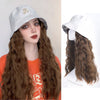 Long Curly Hair White Fisherman's Cap Sub Wig - Effortless Glamor