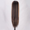 Brown Highlights Long Straight Hair Mini Lace Front Wig