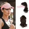 Ponytail Medium Length Curly Hair Open Top Pink Hat Wig - Effortless Glamor