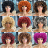 Short Afro Curly Wig with Bangs Ginger Orange Synthetic Wigs - Effortless Glamor