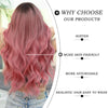 Female Long Curly Hair Medium Parting Pink Gradient Big Wave Wig