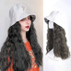 Long Curly Hair White Fisherman's Cap Sub Wig - Effortless Glamor