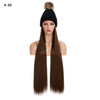 Long Straight Synthetic Wig With Hat Autumn Winter Knitted Hat Wig - Effortless Glamor