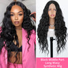 Synthetic Long Curly Wig For Black Women Natural Middle Part Hairline Heat Resistant Daily Use Wigs