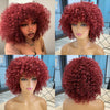 Short Afro Curly Wig with Bangs Ginger Orange Synthetic Wigs - Effortless Glamor