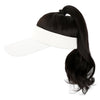 Ponytail Medium Length Curly Hair Open Top White Hat Wig - Effortless Glamor