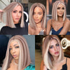 Ins Hot Mixed Dark Brown and Blonde Color Synthetic Wigs Short Straight Bob - Effortless Glamor