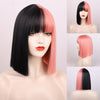 Ins Hot Women Omber Blond Pink Short Straight Bob Wig - Effortless Glamor