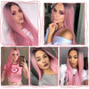 Women' s Pink Straight Hot Mini Lace Front Wig - Effortless Glamor