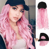 Ins Hot24" Long Curly Wavy Hairpiece Adjustable Baseball Cap Attached Natural Wig for Women Girls Bleach Blonde - Effortless Glamor