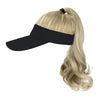 Ponytail Medium Length Curly Hair Open Top Black Hat Wig - Effortless Glamor