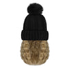 Beanie Hat with Hair Extensions Cap Attached Short Curly Wavy Hairpiece Wig - Effortless Glamor