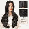 Ins Hot Long Layered Wig Black Middle Part Wavy Wigs - Effortless Glamor